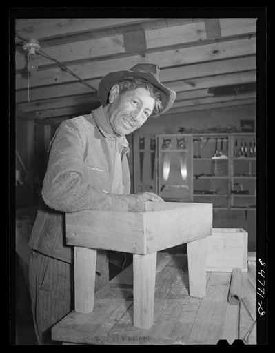 In woodworking shop. Robstown camp, Robstown, Texas