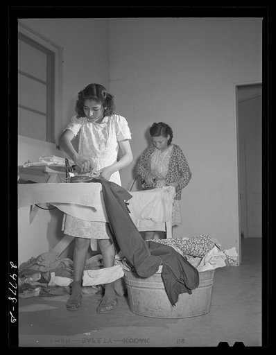 Untitled photo, possibly related to: Ironing room. Robstown camp, Texas