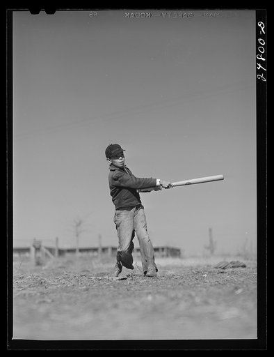 Saturday morning baseball game. FSA (Farm Security Administration) camp, Robstown, Texas