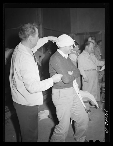 Untitled photo, possibly related to: First aid class FSA (Farm Security Administration) camp, Robstown, Texas