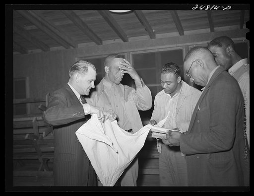 First aid class. FSA (Farm Security Administration) camp, Robstown, Texas