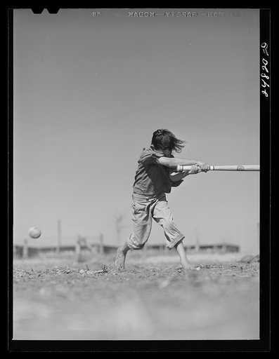 Saturday morning baseball game. FSA (Farm Security Administration) camp, Robstown, Texas