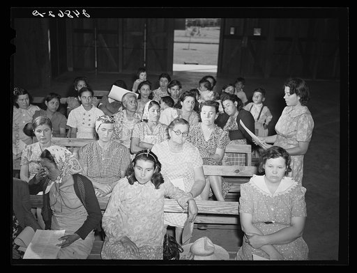 Health and sanitation committee meeting. Robstown FSA (Farm Security Administration) camp, Texas