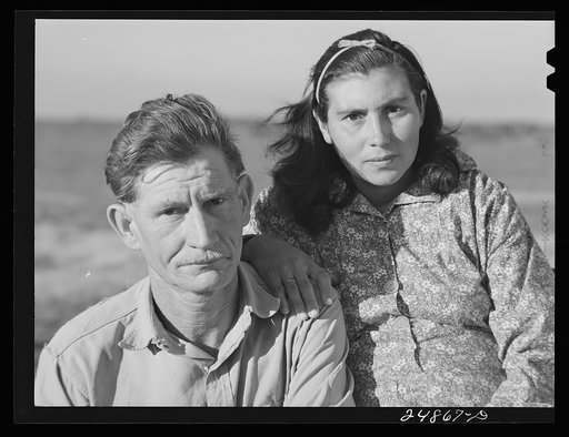 Migratory worker and wife. Robstown camp, Texas