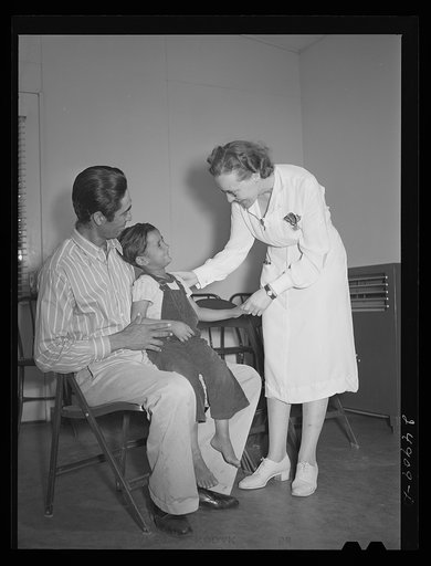 Untitled photo, possibly related to: Nurse Doris Dill with young patient. Robstown, Texas