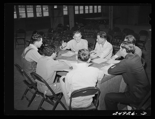 Sinton, Texas. FSA (Farm Security Administration) camp. Community council meeting