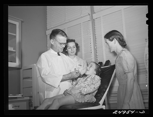 Untitled photo, possibly related to: Harlingen, Texas. FSA (Farm Security Administration) camp. Clinic patient