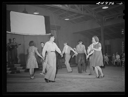 Weslaco, Texas. FSA (Farm Security Administration) camp. Square dancing, Saturday night