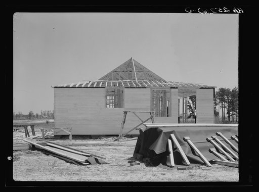 House under construction. Penderlea Homesteads, North Carolina