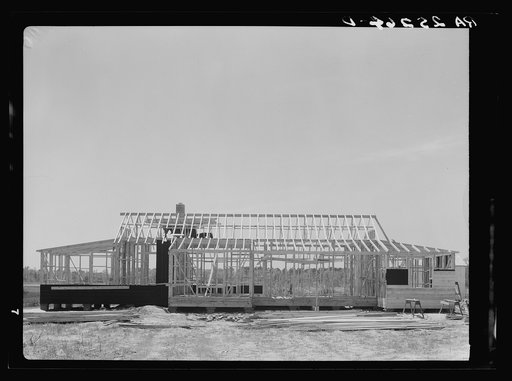 House under construction. Penderlea Homesteads, North Carolina