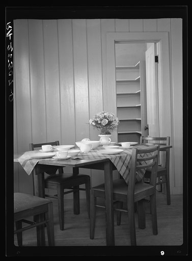 Dining room interior. Plum Bayou Homestead, Arkansas