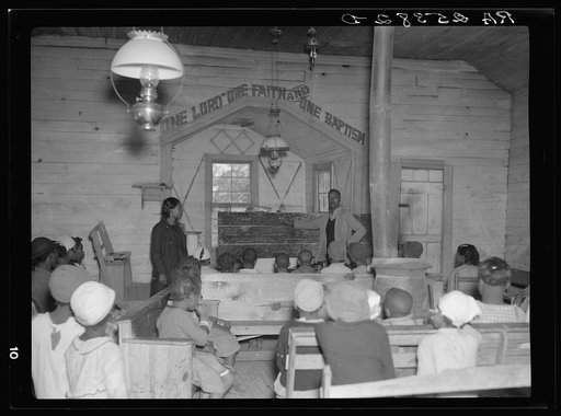 Conducting school in a church at Gees Bend, Alabama