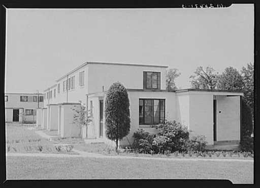 Completed cinder block houses. Greenbelt, Maryland