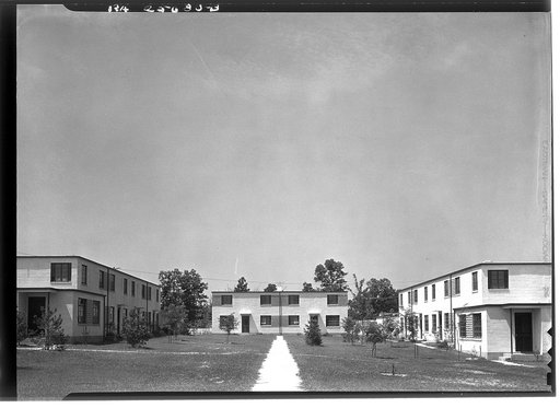Completed cinder block houses at Greenbelt, Maryland