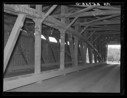 Interior of covered bridge. Cambridge, Vermont