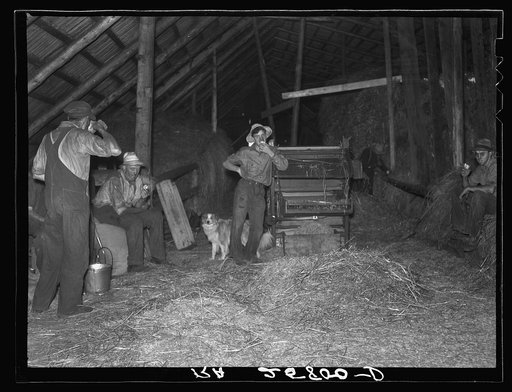 Threshing hands resting. Caledonia County, Vermont