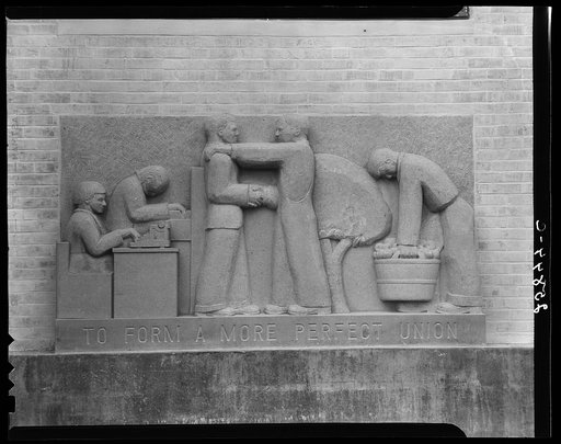 Bas-reliefs on Greenbelt school. Maryland