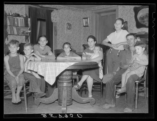 Lorenzo Clapper and family. Member of the Otsego Forest Products Coop. His farm contains sixty-seven acres, twenty-three acres of wood lot. Otsego County, New York