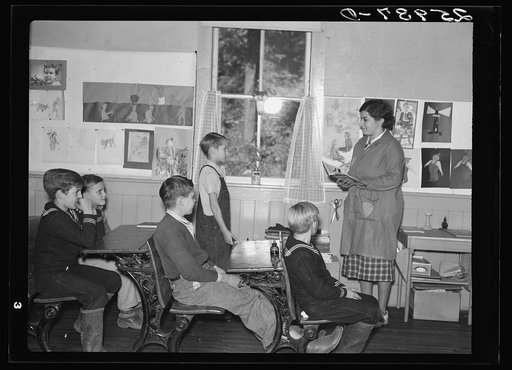 Interior of schoolhouse on land use project. Albany County, New York