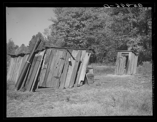 Outhouses on farm of prospective tenant of Newport News Homesteads. Newport News, Virginia