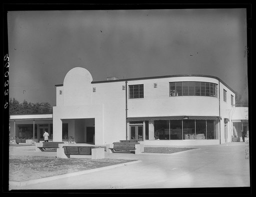 Untitled photo, possibly related to: Theater and stores. Greenbelt, Maryland