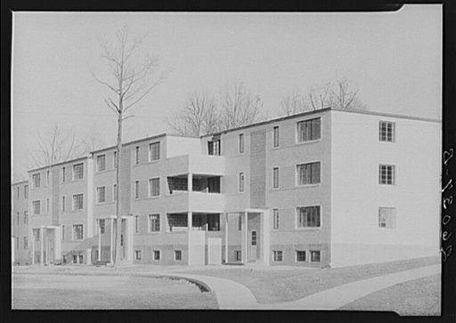 Greenbelt, Maryland. A model community planned by the Suburban Resettlement Division of the United States Resettlement Administration. Apartment house