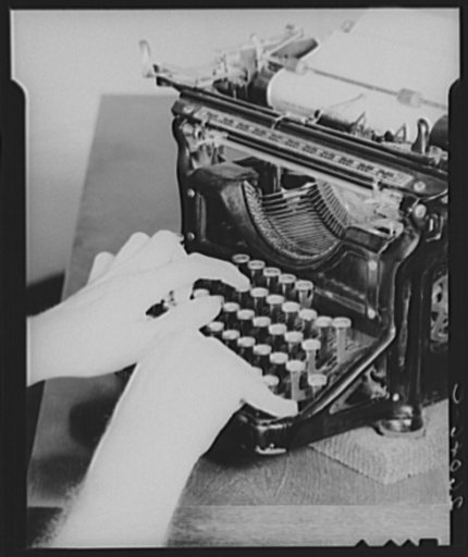 Typewriter used in information work. United States Department of Agriculture (USDA). Washington, D.C.