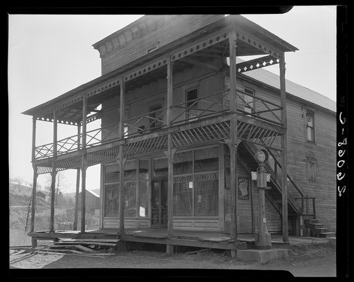 Abandoned hotel and general store in ghost lumber town of Jennings, Maryland