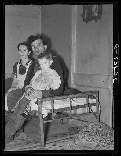 Larry Valentine with his wife and one of his children. Bedford County, Pennsylvania