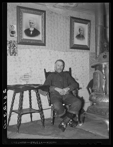 John Gleason living alone on farm in the hills. Allegany County, Belfast, New York