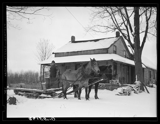 Untitled photo, possibly related to:Farmer in sled. Oswego County, New York