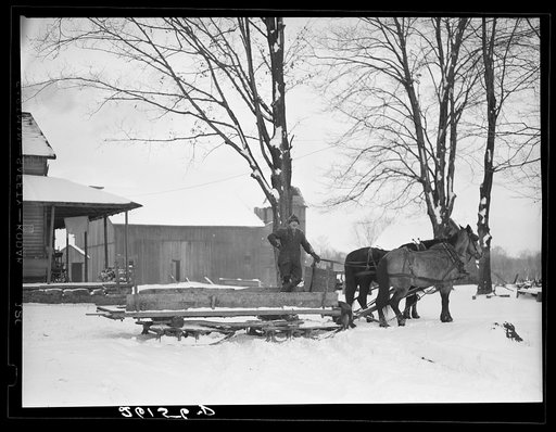 Farmer in sled. Oswego County, New York