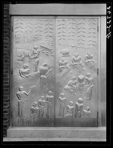 Doors at the Hightstown community building, New Jersey
