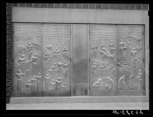 Doors at the Hightstown community building, New Jersey