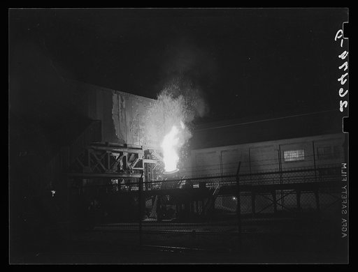 Untitled photo, possibly related to: Cubula blowing at steel mill. Ambridge, Pennsylvania