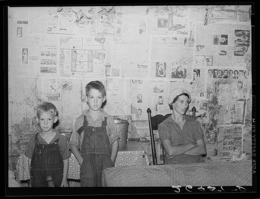 Mrs. Lundy and children. Family will be resettled at Wabash Farms, Indiana