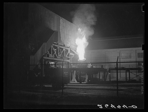 Untitled photo, possibly related to: Cubula blowing at steel mill. Ambridge, Pennsylvania