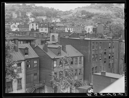 Houses along Monongahela River and Boulevard of the Allies. Pittsburgh, Pennsylvania