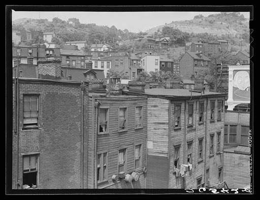 Houses along Monongahela River and Boulevard of the Allies. Pittsburgh, Pennsylvania