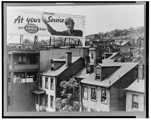 Houses along Monongahela River and Boulevard of the Allies. Pittsburgh, Pennsylvania