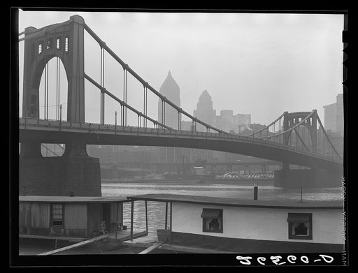 Untitled photo, possibly related to: One of the many bridges spanning the Allegheny River. Pittsburgh, Pennsylvania