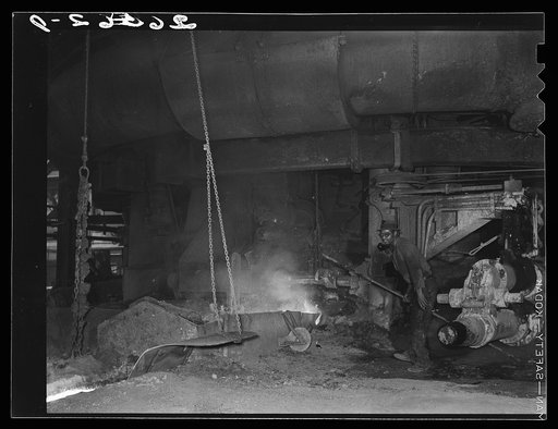 Tapping a blast furnace. Pittsburgh, Pennsylvania