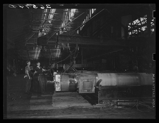 Untitled photo, possibly related to: Steel worker at rolling mill. Pittsburgh, Pennsylvania