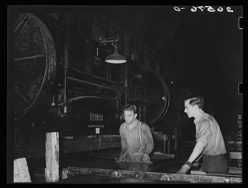 Untitled photo, possibly related to: Steel worker at rolling mill. Pittsburgh, Pennsylvania