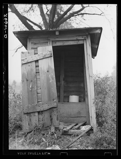 Unsanitary privy on sub-marginal farm. Burlington County, New Jersey