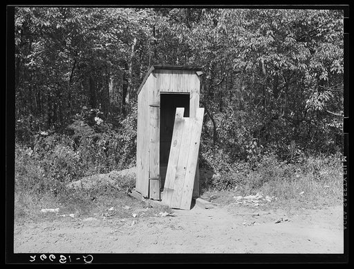 Monmouth County, New Jersey. Privy near potato pickers' barracks used by eleven families