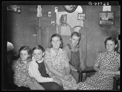 Untitled photo, possibly related to: WPA (Works Progress Administration) worker and family at dinner. Zeigler, Illinois