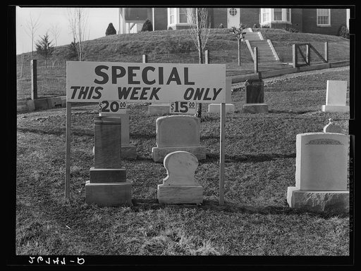 Untitled photo, possibly related to: Bargain tombstones. Lexington, Virginia