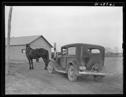 Untitled photo, possibly related to: Emergency mule power. Franklin County, Illinois