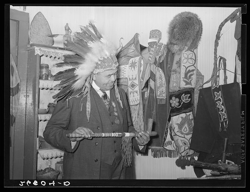Dr. Springs with Indian relics. Colp, Illinois